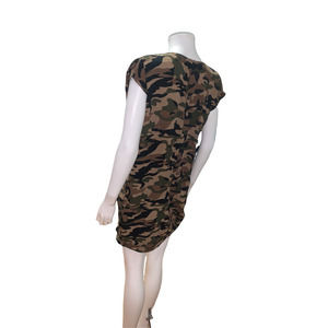 Samar Moda Green Camo Print Sleeveless Tunic Blouse L/XL